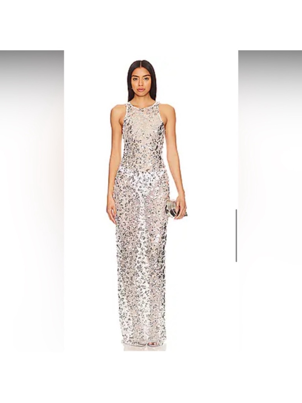 Lovers & Friends - Silver Sequin Sleeveless Evening Gown